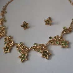 Set bijuterii dama- colier si cercei-lantisor inox placat cu Aur 18k