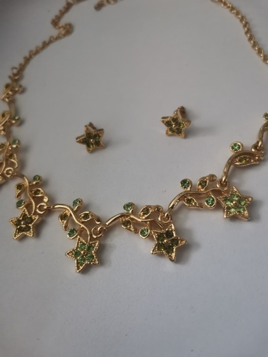 Set bijuterii dama- colier si cercei-lantisor inox placat cu Aur 18k