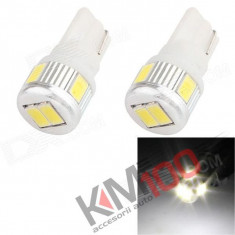 Bec pozitie T10 - 6 SMD, 3W, culoare ALB (set 2 buc.) foto