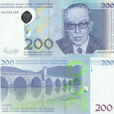 BOSNIA HERTEGOVINA █ bancnota █ 200 Konvertibilnih Marka █ 2002 █ P-71 █ UNC