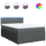 Cumpara ieftin Pat box spring cu saltea, gri inchis, 140x200 cm, textil