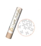 Tun confetti 30 cm, model fluturi albi hartie