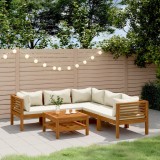 VidaXL Set mobilier grădină cu perne crem, 6 piese, lemn masiv acacia 3086937