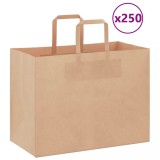 vidaXL Pungi Hartie Maro 32x17x25cm, 250 Buc, Manere, 7kg, Kraft, Sacose Cadou, Cumparaturi, Petreceri