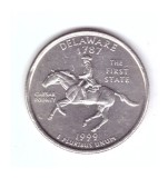 Moneda SUA 25 centi/quarter dollar 1999 P, Delaware 1787, stare buna, curata, America de Nord, Cupru-Nichel