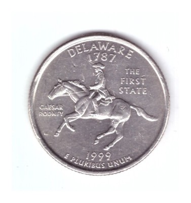 Moneda SUA 25 centi/quarter dollar 1999 P, Delaware 1787, stare buna, curata foto