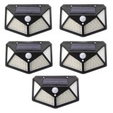 Cumpara ieftin Set 5 Lampi Solare de exterior, 100 LED SMD, Cu Senzor de miscare si lumina, 3 moduri de functionare