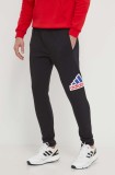 adidas pantaloni de trening culoarea negru, cu imprimeu, IS3232