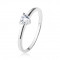 Inel de logodnă, zirconiu &icirc;n formă de inimă, transparent, argint 925 - Marime inel: 56