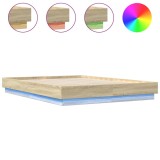 Cumpara ieftin Cadru de pat cu lumini LED, stejar sonoma, 160x200 cm