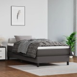 VidaXL Saltea de pat cu arcuri, gri, 100x200x20 cm, piele ecologică