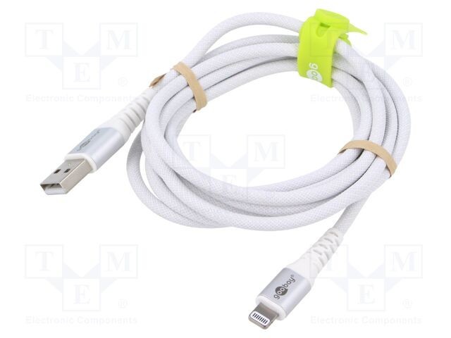 Cablu USB 2.0 Goobay Apple Lightning - USB A, 2m, Alb, Silicon