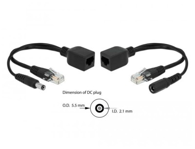 PASSIVES POE ADAPTER SET RJ45 DC 5,5 X 2,1 MM 66023 DELOCK foto