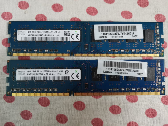 Memorie Ram Hynix 8GB DDR3 (2 X 4 GB) 1600 Mhz.