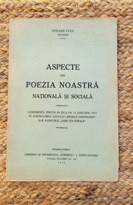 ASPECTE DIN POEZIA NOASTRA NATIONALA SI SOCIALA-STELIAN CUCU,1930 foto