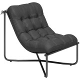 Outsunny Fotoliu lounge outdoor, fotoliu ergonomic de grădină cu pernă prietenoasă pielii, șezut lat, cadru din oțel, gri &icirc;nchis | Aosom Romania