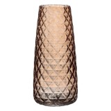 Vază Sticlă, Model Romburi, Culoare Caramel, Dimensiuni 10x21 cm, Oem