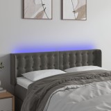 Cumpara ieftin Tăblie de pat cu LED, gri &icirc;nchis, 147x16x78/88 cm, catifea