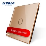 Cumpara ieftin Panou din sticla auriu pentru intrerupator simplu touch Livolo