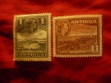 2 Timbre Antigua 1953 colonie britanica , 2 val. sarniera : 1/2 si 1C, Nestampilat