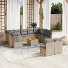 vidaXL Set canapele de grădină cu perne, 12 piese, bej, poliratan 3223889