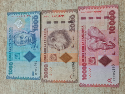Lot Tanzania - 1000- 2000-10000 shilling 2015 foto