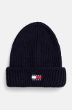 Tommy Jeans caciula culoarea albastru marin, din tricot gros, AW0AW16785