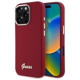 Husa Guess iPhone 16 Pro Silicone Script Metal Logo, rosu, GUHCP16LSMBSLM