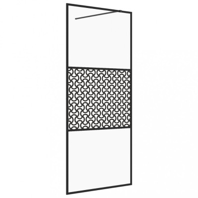 Paravan dus walk-in, negru, 100x195 cm, sticla ESG transparenta foto