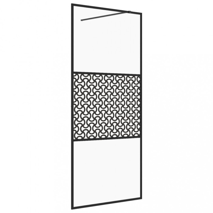 Paravan dus walk-in, negru, 100x195 cm, sticla ESG transparenta