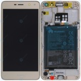 Huawei Y5 2017 (MYA-L22) Capac frontal al modulului de afișare + LCD + digitizer + baterie aurie 02351KUK