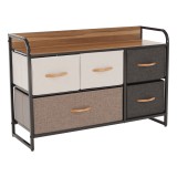 Cumpara ieftin Comoda din mdf cu 5 sertare din textil bej maro deschis maro Hazel 88x29x58 cm