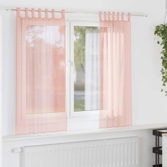 vidaXL Perdele Voile cu Bucle 2 buc Roz 140x140 cm 4102286