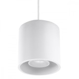 Lampă Suspendată Orbis Alb Din Aluminiu, 1 Bec Cilindric Modern De Interior.