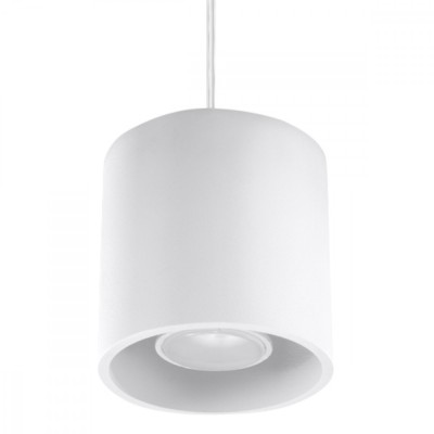 Lampă Suspendată Orbis Alb Din Aluminiu, 1 Bec Cilindric Modern De Interior. foto