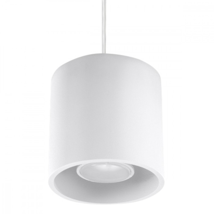 Lampă Suspendată Orbis Alb Din Aluminiu, 1 Bec Cilindric Modern De Interior.