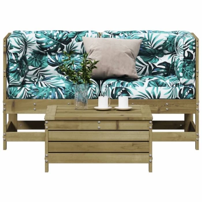 Gossi set mobilier de gradina cu perne, 3 piese, lemn de pin tratat