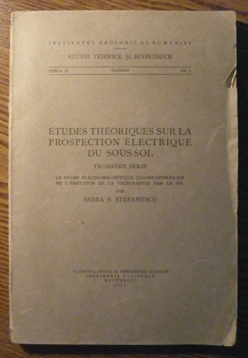 Sabba Stefanescu - Etudes theoriques sur la prospection electrique du sous-sol