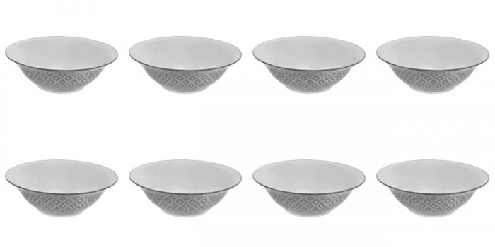 Set boluri, 8 piese, 1.65 L, Portelan, Alb model
