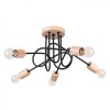 Candelabru Ember Lemn Negru/Natural, Otel/Lemn 5 Becuri Neregulate Minimalist De Interior.