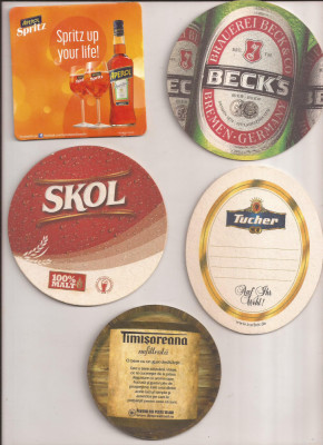 N20 - Lot 10 bucati diferite - suport pentru bere din carton / coaster foto
