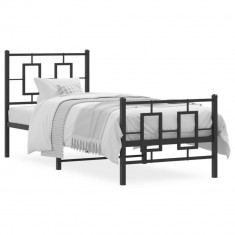 vidaXL Cadru pat metalic cu tăblii de cap/picioare, negru, 80x200 cm