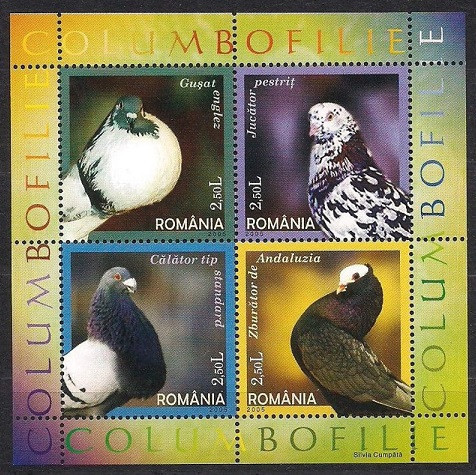 C2830 - Romania 2005 - Porumbei bloc neuzat,perfecta stare