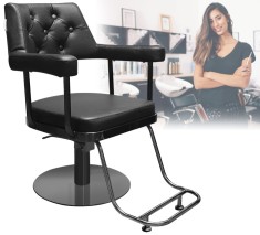 Scaun de frizerie Ezra hidraulic rotativ pentru salon de coafură suport pentru picioare cromat scaun de frizerie