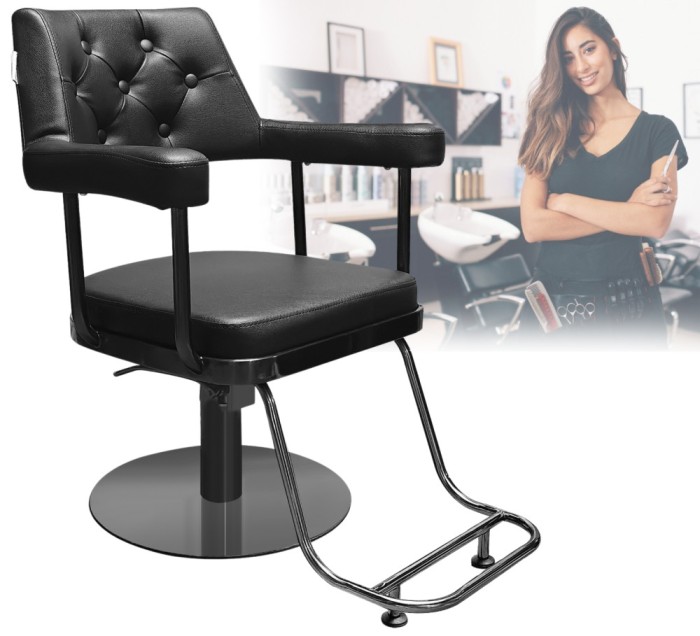 Scaun de frizerie Ezra hidraulic rotativ pentru salon de coafură suport pentru picioare cromat scaun de frizerie
