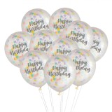 Set Baloane Petrecere, Model Happy Birthday, Multicolor, 30 cm, 10 Bucăți, Latex, Oem