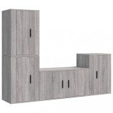 Cumpara ieftin Set dulapuri TV, 4 piese, gri sonoma, lemn prelucrat
