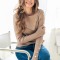 Pulover dama din tricot elastic bej