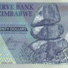 Bancnota Zimbabwe 20 Dolari 2020 - PNew UNC ( hibrid )
