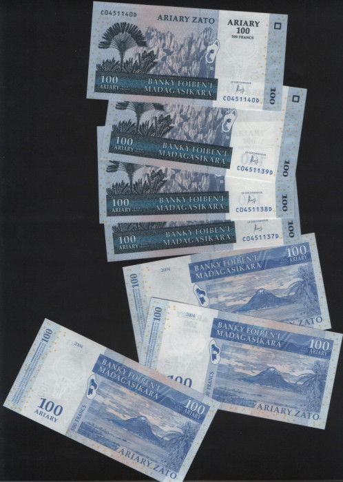 Madagascar 100 ariary(500 francs) 2004 unc pret pe bucata